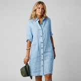 Women's Lightweight Breathable Linen Shirt Dress - Perfect for Summer Casual Wear