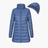 Enhanced Product Title: "Women's Cozy Hooded Long Down Jacket - Warm, Stylish & Lightweight Winter Coat" 

This title includes relevant keywords while highlighting key features to attract potential buyers.