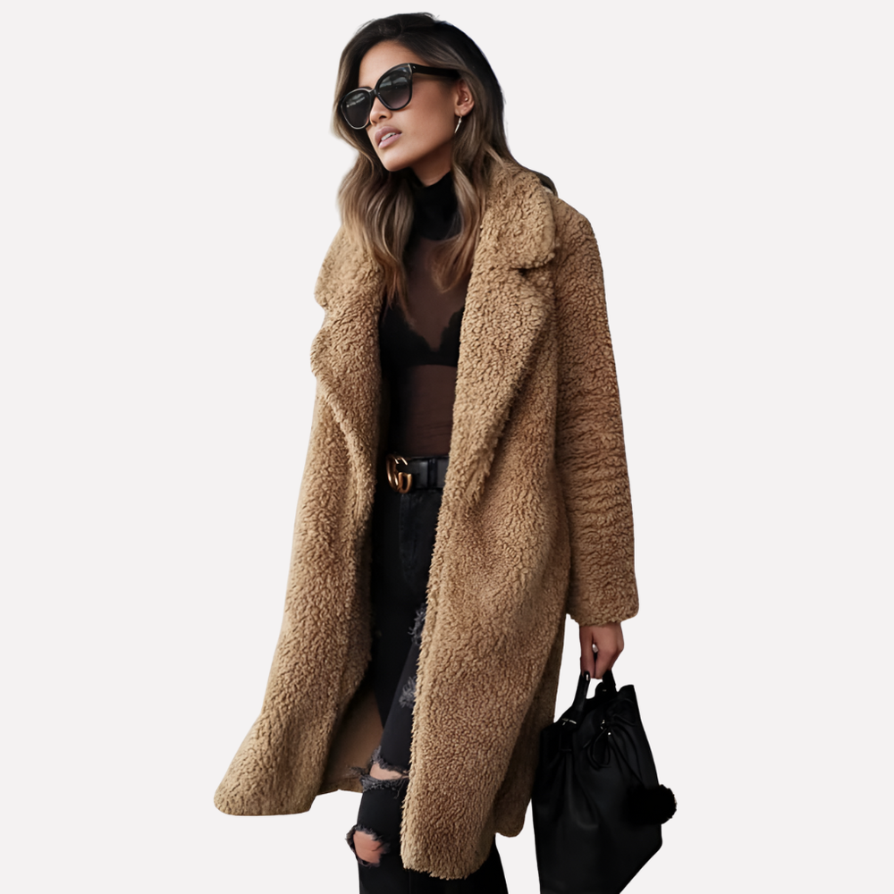 Women's Cozy Longline Teddy Coat - Soft Fleece Warmth, Stylish Oversized Fit, Perfect for Winter & Fall