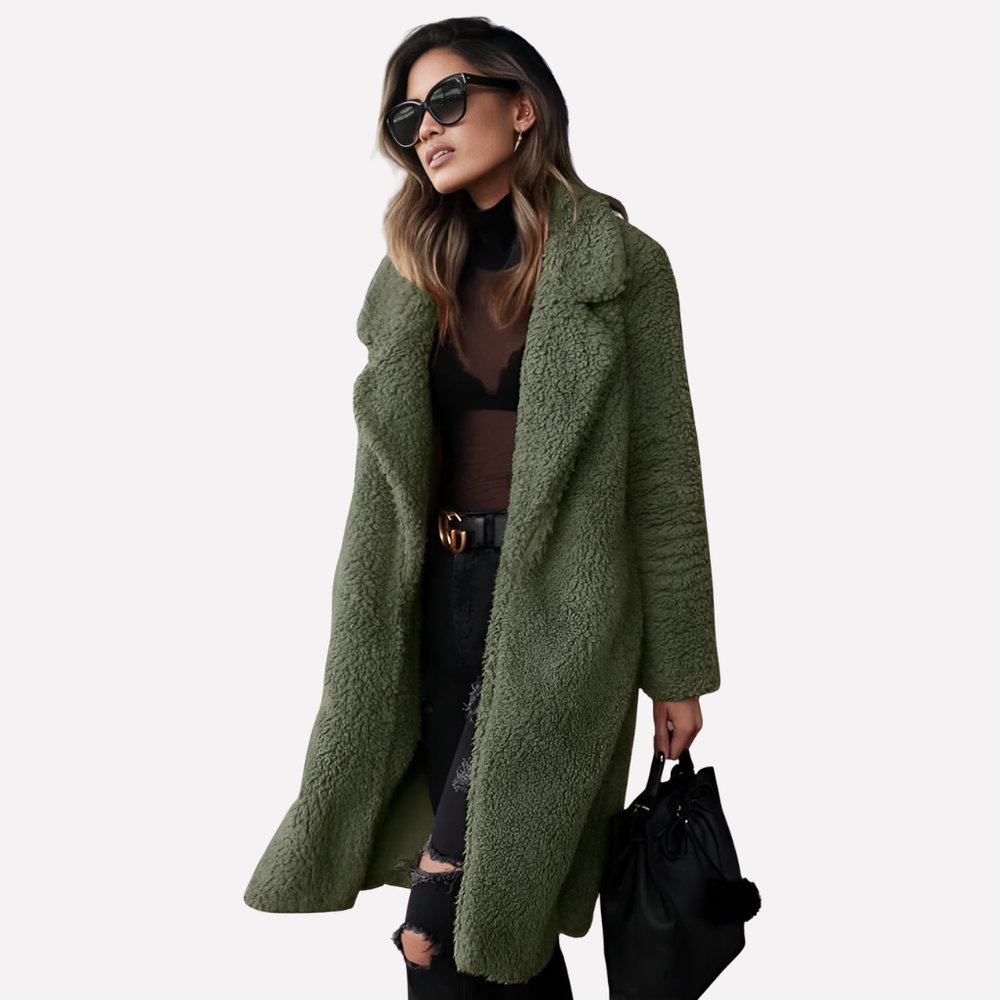 Women's Cozy Longline Teddy Coat - Soft Fleece Warmth, Stylish Oversized Fit, Perfect for Winter & Fall