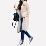 Women's Cozy Longline Teddy Coat - Soft Fleece Warmth, Stylish Oversized Fit, Perfect for Winter & Fall
