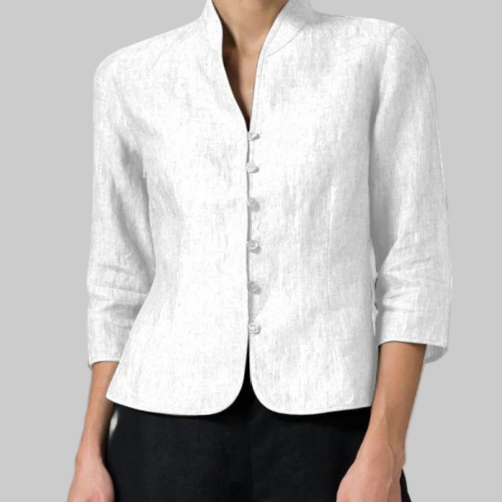 Chic Mandarin Collar Blouse for Women - Elegant & Stylish Top for Any Occasion
