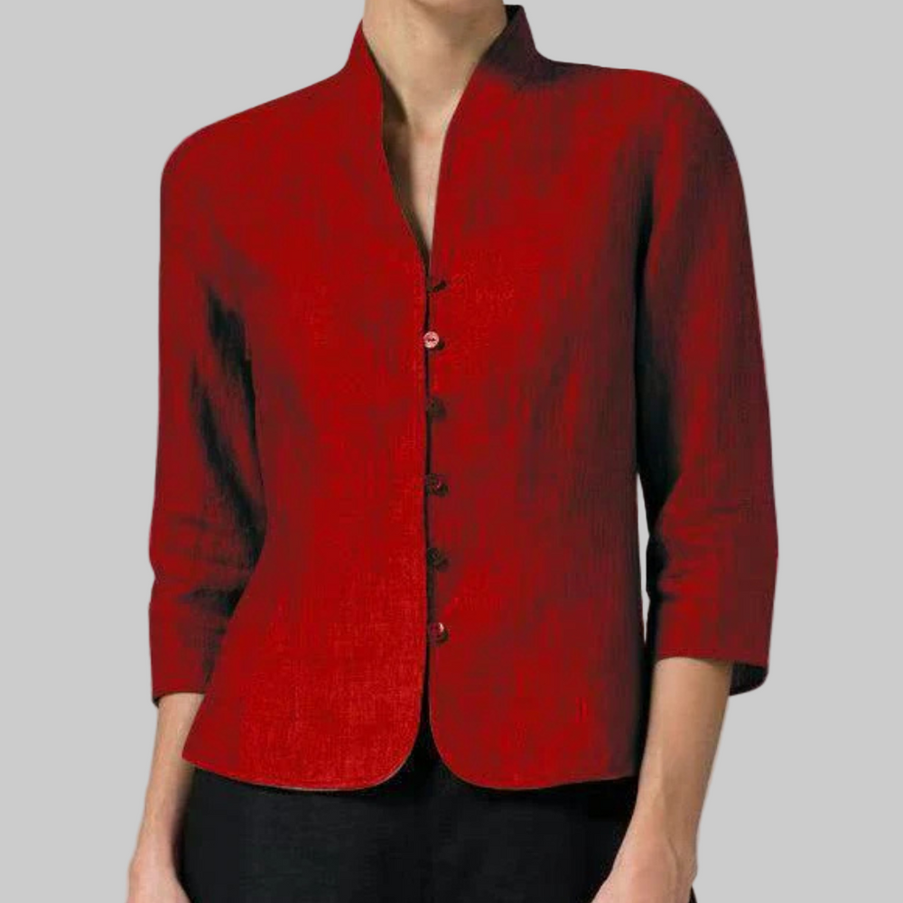 Chic Mandarin Collar Blouse for Women - Elegant & Stylish Top for Any Occasion