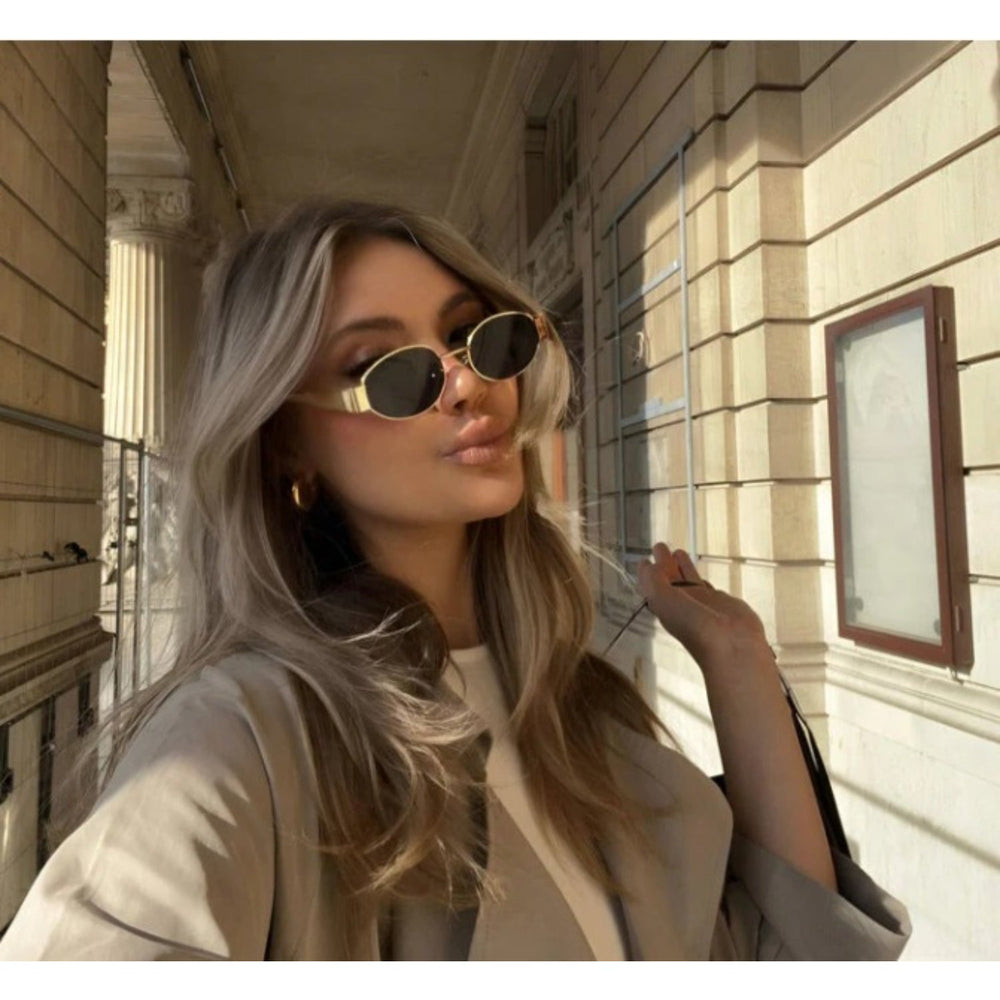 Oval Sunglasses – Women's Fit, Gold Frame & Classic Design