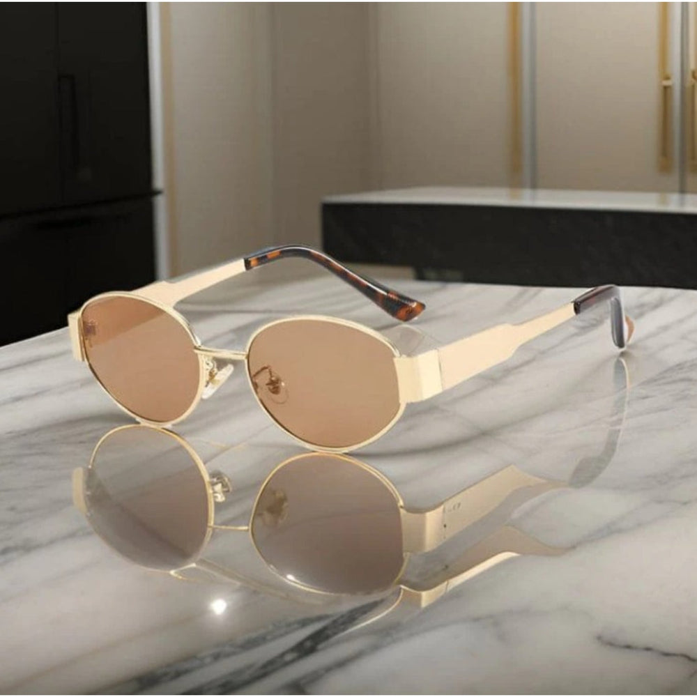 Oval Sunglasses – Women's Fit, Gold Frame & Classic Design