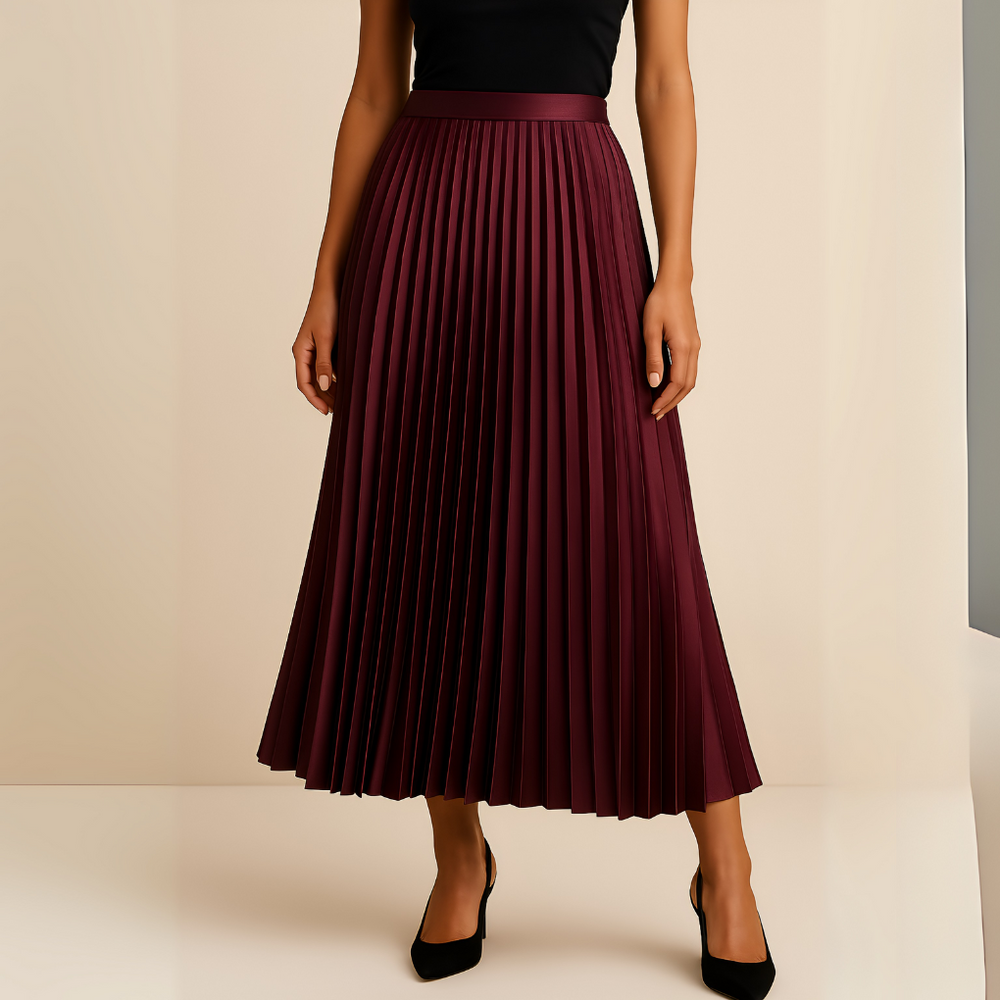 Women's Elegant Pleated Midi Skirt - Stylish & Versatile Fashion for Any Occasion