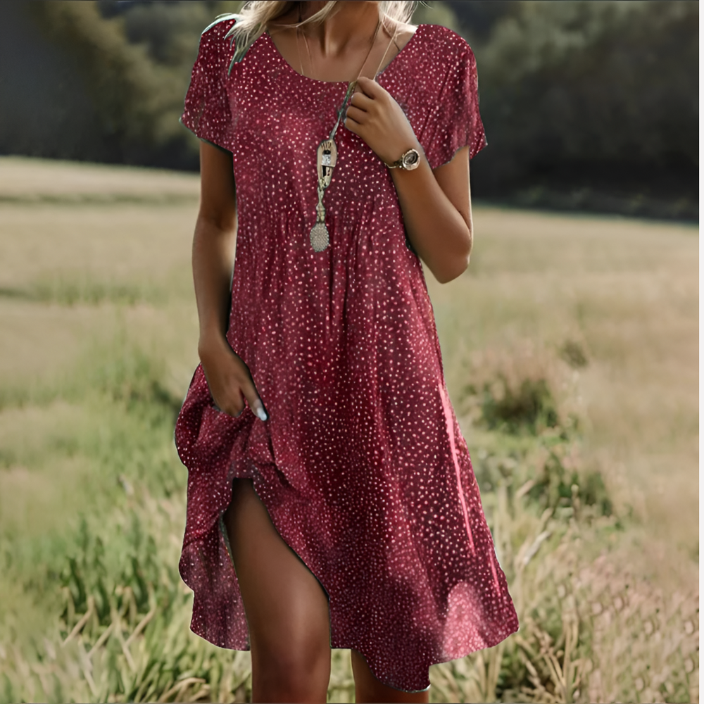 Chic Breezy Polka Dot Midi Dress for Women - Stylish Summer Fashion, Comfortable Fit, Perfect for Casual Outings & Parties