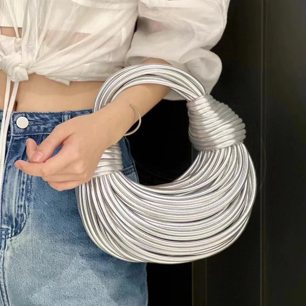 Davy Women's Sculptural Woven Handbag with Twisted Detail | Stylish & Unique Design | Perfect for Any Occasion
