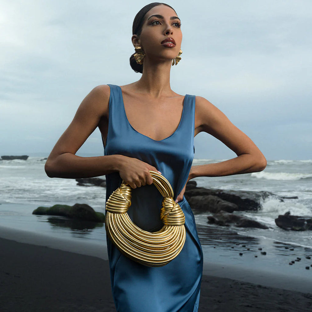 Davy Women's Sculptural Woven Handbag with Twisted Detail | Stylish & Unique Design | Perfect for Any Occasion