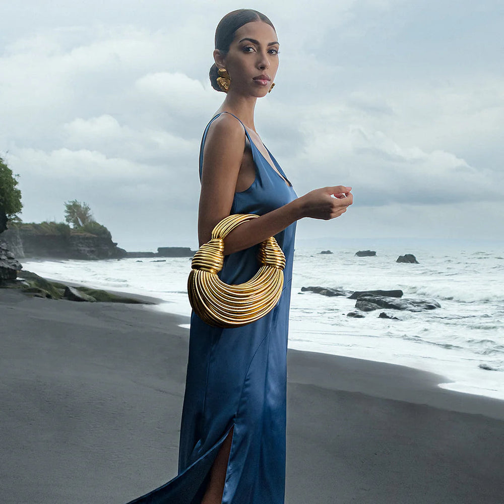 Davy Women's Sculptural Woven Handbag with Twisted Detail | Stylish & Unique Design | Perfect for Any Occasion