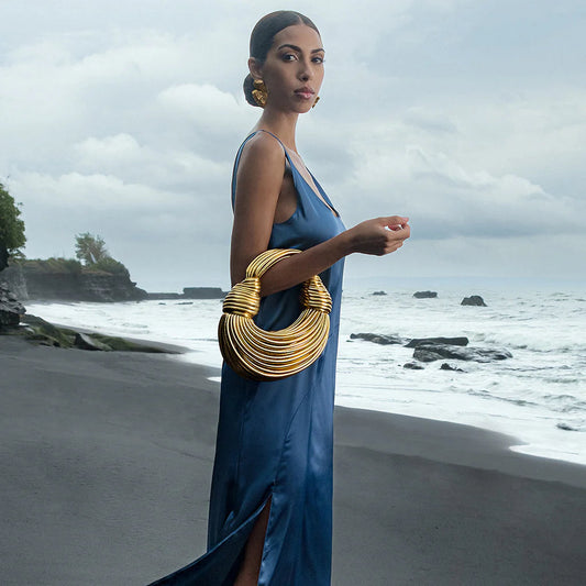 Women's Sculptural Woven Handbag with Twisted Detail