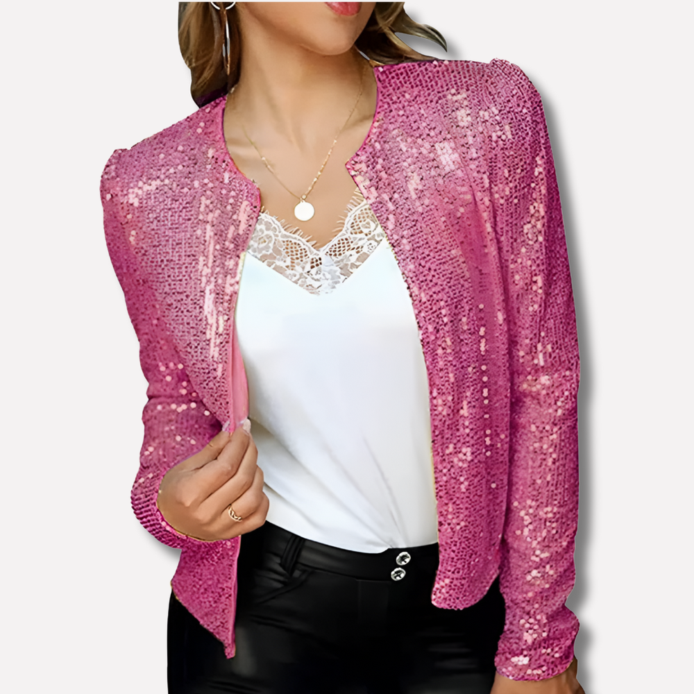 Women's Shimmering Sequin Jacket - Stylish Party Wear Outerwear for Evening Events