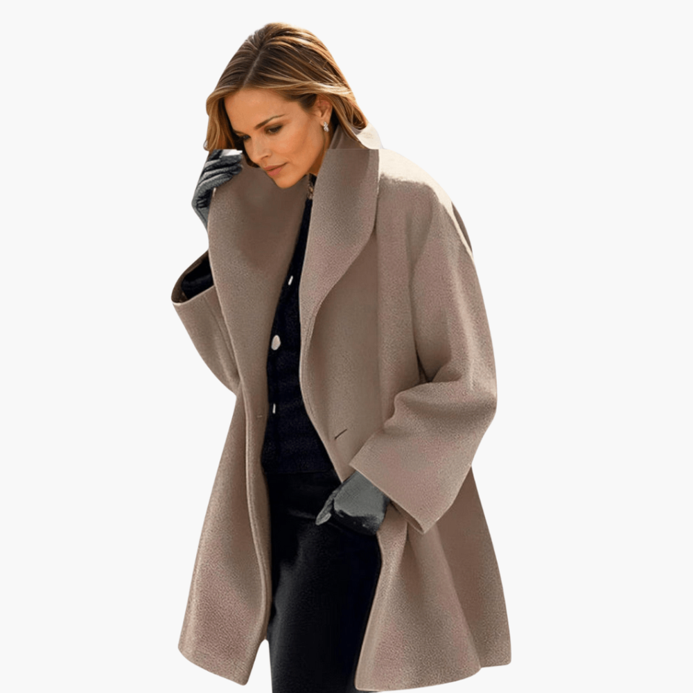 Elegant Sculptural Shawl Collar Coat for Women - Stylish Outerwear for Any Occasion