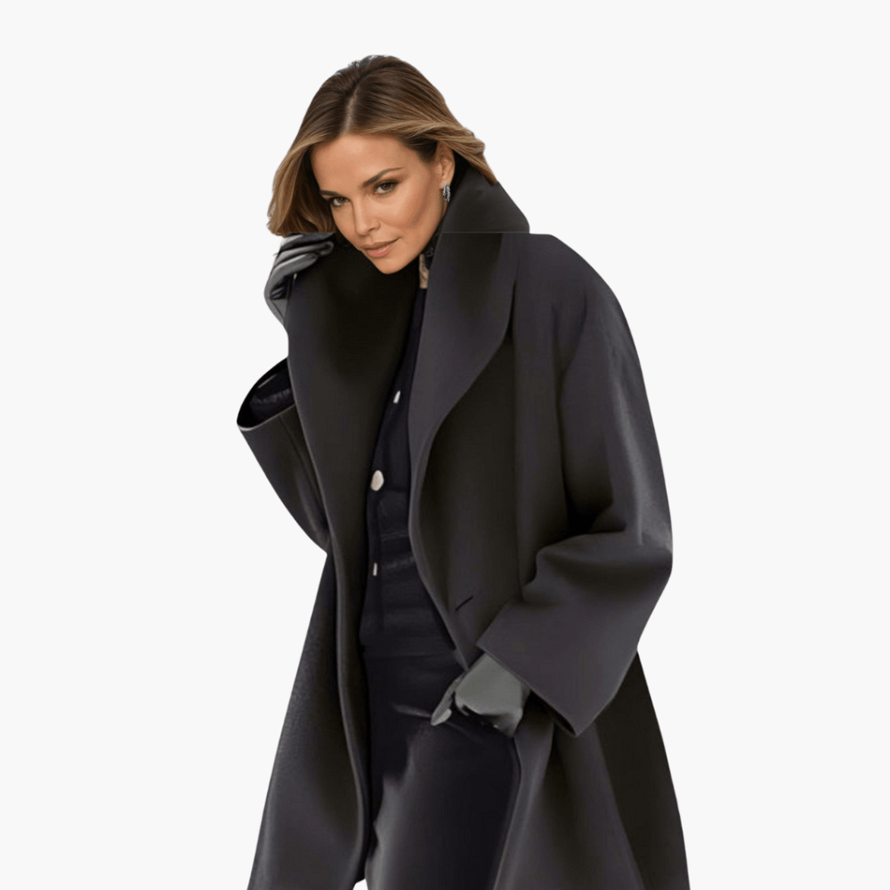 Elegant Sculptural Shawl Collar Coat for Women - Stylish Outerwear for Any Occasion