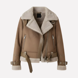 Women's Cozy Shearling Aviator Jacket - Warm & Stylish Flight Jacket for Winter Fashion