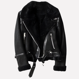 Women's Cozy Shearling Aviator Jacket - Warm & Stylish Flight Jacket for Winter Fashion