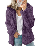 Cozy Women's Teddy Fleece Zip-Up Hoodie - Soft, Warm, and Stylish Outerwear for Fall & Winter