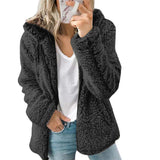 Cozy Women's Teddy Fleece Zip-Up Hoodie - Soft, Warm, and Stylish Outerwear for Fall & Winter