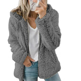 Cozy Women's Teddy Fleece Zip-Up Hoodie - Soft, Warm, and Stylish Outerwear for Fall & Winter