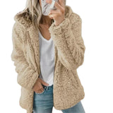 Cozy Women's Teddy Fleece Zip-Up Hoodie - Soft, Warm, and Stylish Outerwear for Fall & Winter