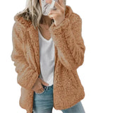 Cozy Women's Teddy Fleece Zip-Up Hoodie - Soft, Warm, and Stylish Outerwear for Fall & Winter
