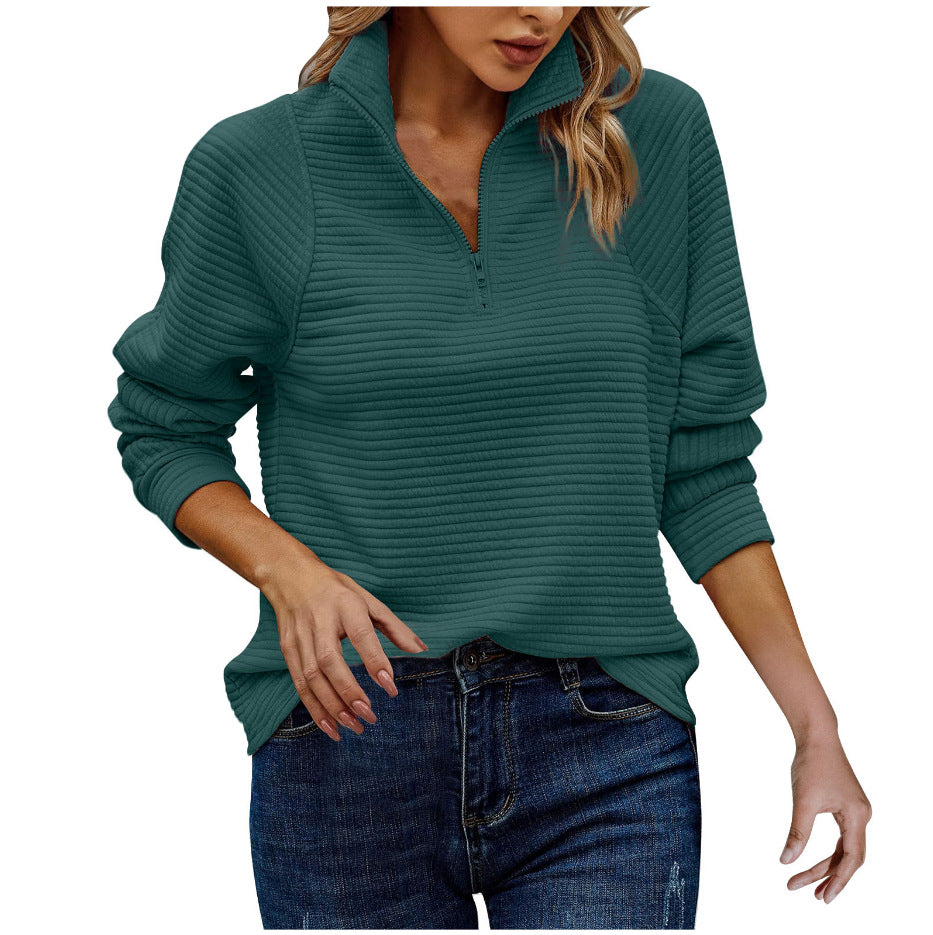 Cozy Textured Half Zip Pullover Sweater for Women - Stylish & Versatile Knitwear