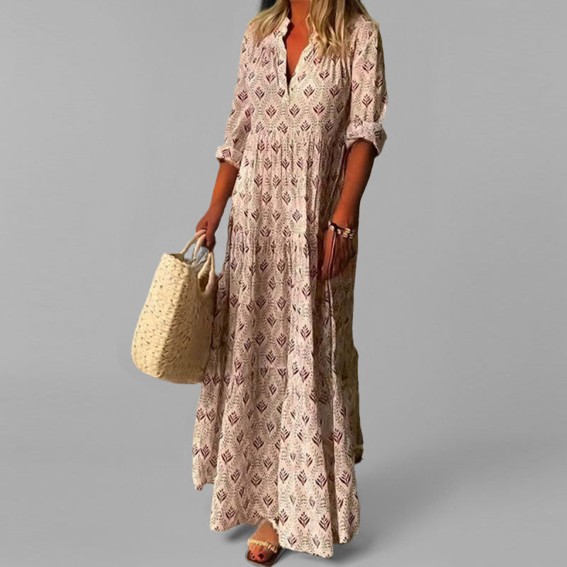 Women's V-Neck Tiered Maxi Dress - Elegant Summer Dress for Casual & Formal Occasions