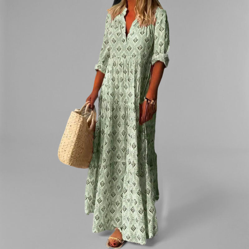 Women's V-Neck Tiered Maxi Dress - Elegant Summer Dress for Casual & Formal Occasions