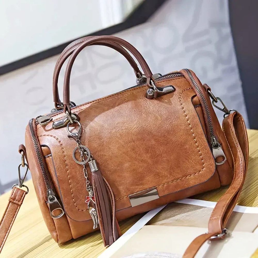 Stylish Davy Women's Top-Handle Satchel Bag with Tassel Charm - Chic Handbag for Everyday Use