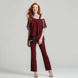 Chic Cold Shoulder Two-Piece Set - Stylish Women's Outfit for Casual & Dressy Occasions
