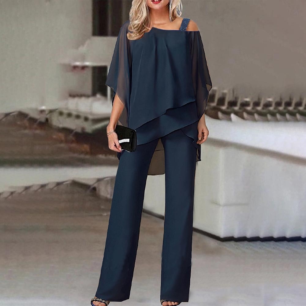 Chic Cold Shoulder Two-Piece Set - Stylish Women's Outfit for Casual & Dressy Occasions