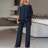 Chic Cold Shoulder Two-Piece Set - Stylish Women's Outfit for Casual & Dressy Occasions