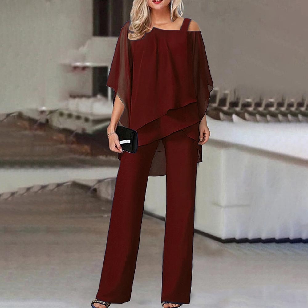 Chic Cold Shoulder Two-Piece Set - Stylish Women's Outfit for Casual & Dressy Occasions
