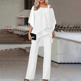 Chic Cold Shoulder Two-Piece Set - Stylish Women's Outfit for Casual & Dressy Occasions