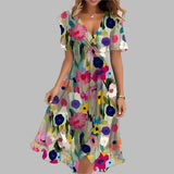 Women's Floral Ruched Midi Dress - Elegant Summer Fashion, Perfect for Parties & Casual Outings
