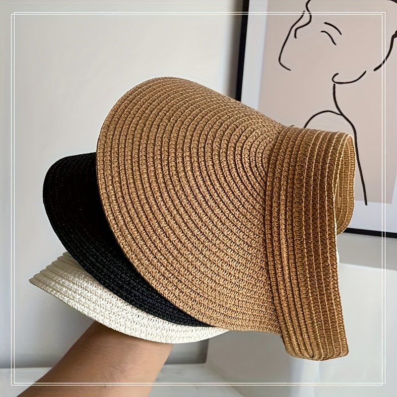 Stylish Davy Women's Foldable Wide Brim Visor Hat - UV Protection, Travel-Friendly & Adjustable Fit
