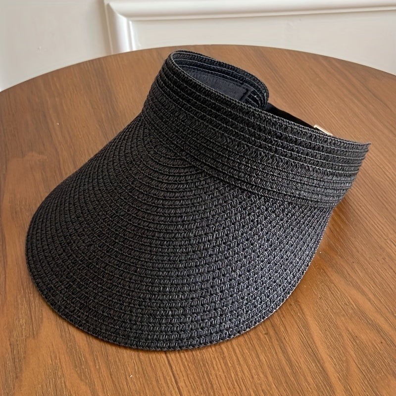 Stylish Davy Women's Foldable Wide Brim Visor Hat - UV Protection, Travel-Friendly & Adjustable Fit