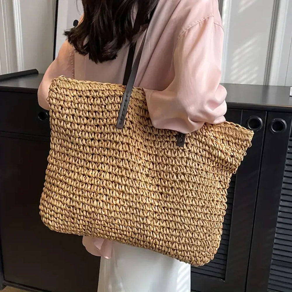 Stylish Davy Women's Oversized Woven Tote Bag - Perfect Carryall for Everyday Use