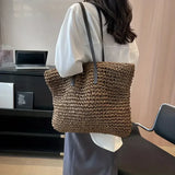 Stylish Davy Women's Oversized Woven Tote Bag - Perfect Carryall for Everyday Use