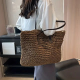 Stylish Davy Women's Oversized Woven Tote Bag - Perfect Carryall for Everyday Use