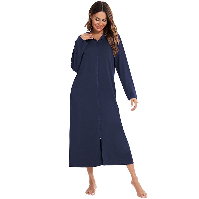 Cozy Women's Zip-Up Hooded Robe - Soft, Warm & Stylish Loungewear for Ultimate Comfort