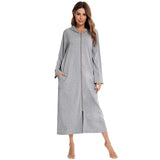 Cozy Women's Zip-Up Hooded Robe - Soft, Warm & Stylish Loungewear for Ultimate Comfort