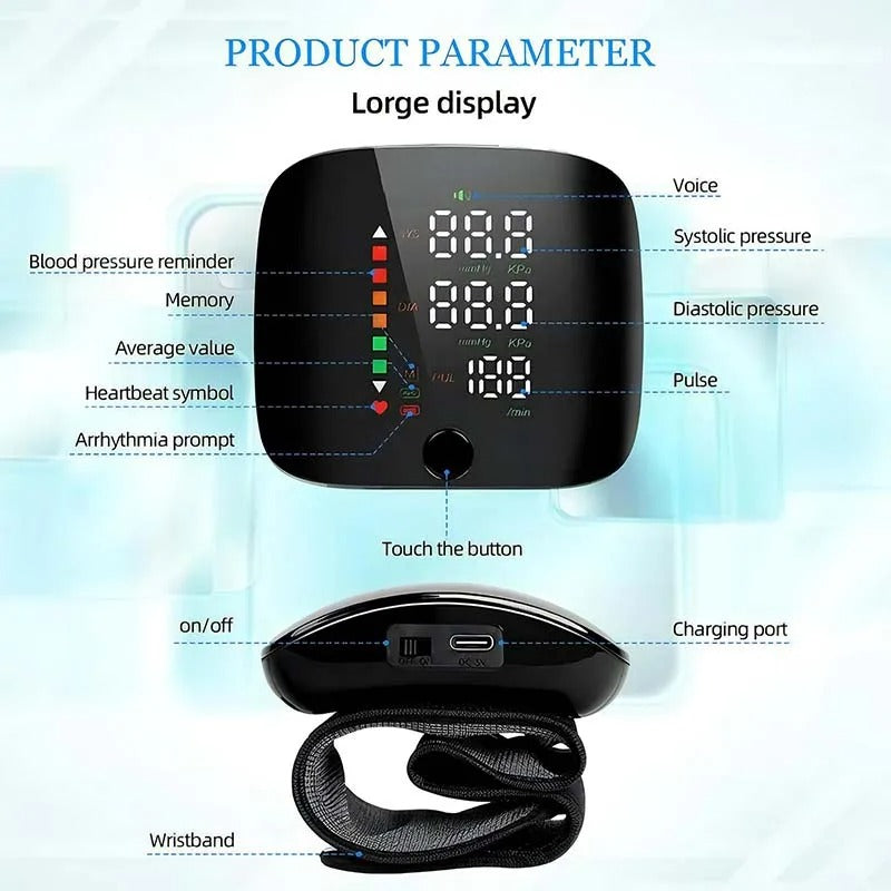 Enhanced Product Title: Davy Portable Wrist Blood Pressure Monitor – Electronic Sphygmomanometer with Voice Alerts for Accurate Readings 

This optimized title includes relevant keywords while maintaining clarity and appeal for potential buyers.