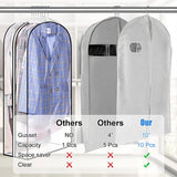6-Pack Transparent Garment Covers with Side Zipper & Inserts – Durable Storage Solutions for Clothes
