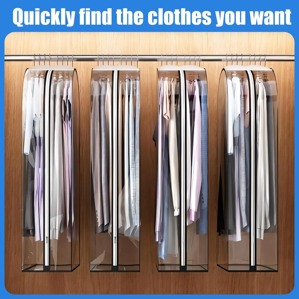 6-Pack Transparent Garment Covers with Side Zipper & Inserts – Durable Storage Solutions for Clothes