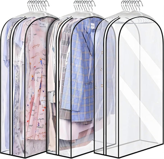 6-Pack Transparent Garment Covers with Side Zipper & Inserts – Durable Storage Solutions for Clothes