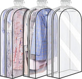 Clear Garment Bags with Side Gussets – 3-Pack Storage Covers with Side Zipper (Buy 1 Get 1 FREE)