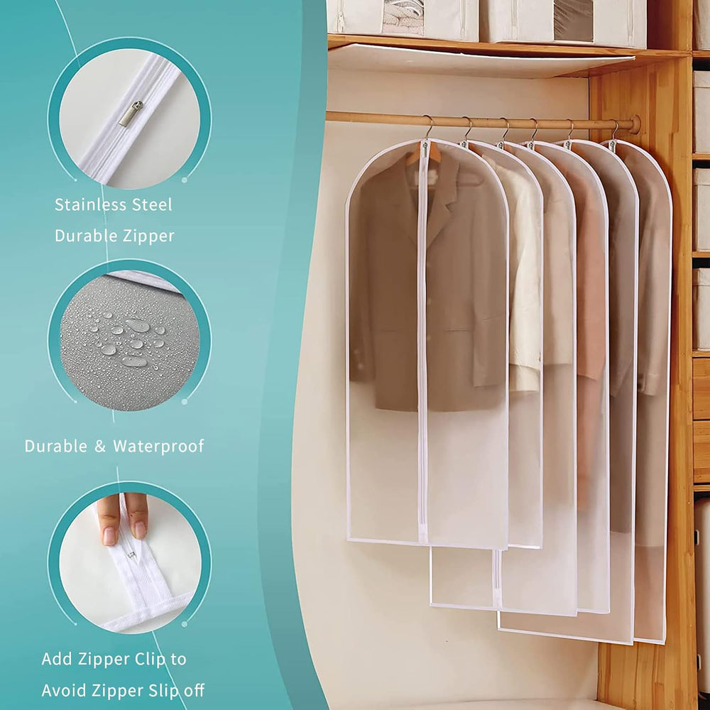 12-Pack Clear PEVA Garment Storage Bags - Dustproof Clothes Protectors for Optimal Organization & Protection