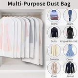 12-Pack Clear PEVA Garment Storage Bags - Dustproof Clothes Protectors for Optimal Organization & Protection