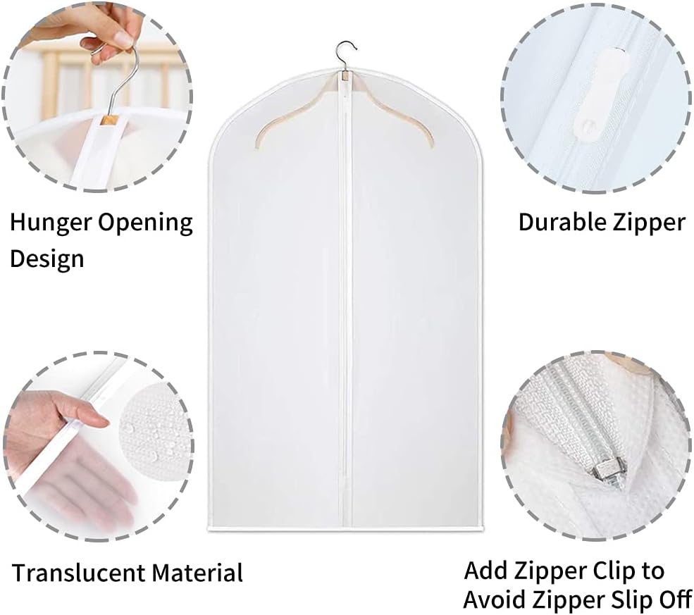 12-Pack Clear PEVA Garment Storage Bags - Dustproof Clothes Protectors for Optimal Organization & Protection